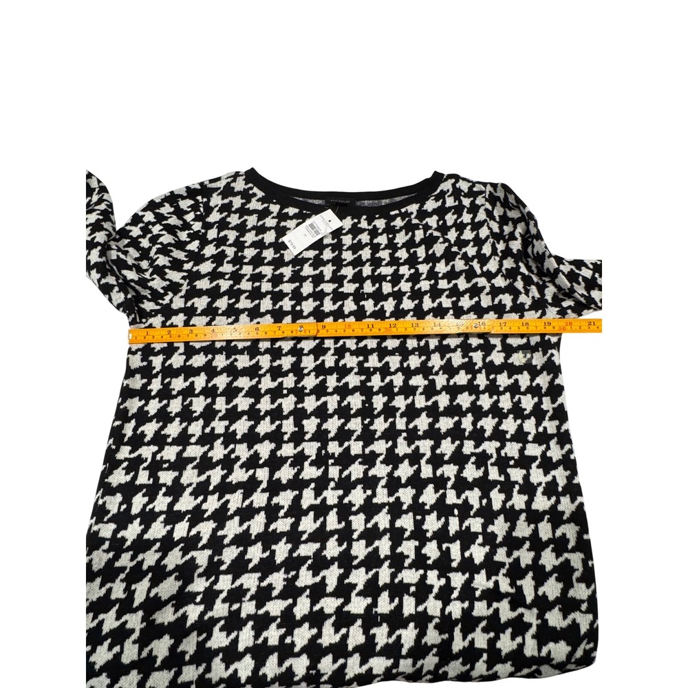 Ann Taylor Factory Womens Houndstooth Cotton Knit Sweater Black White NWT M - Picture 4 of 6